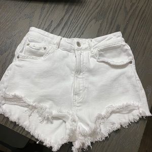 White Distressed Zara Shorts